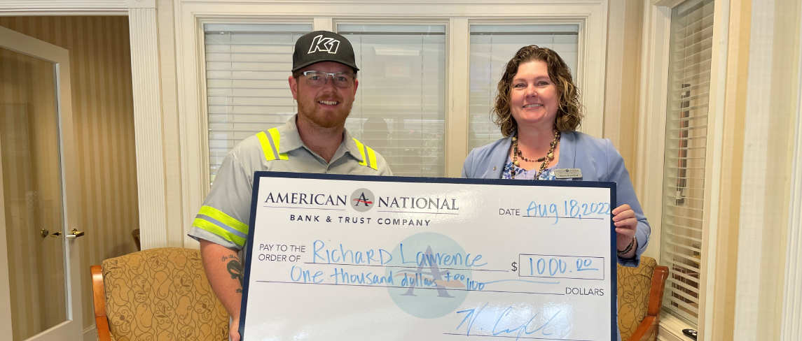 Roanoke Man Wins $1,000 for Using His  American National Bank Debit Card